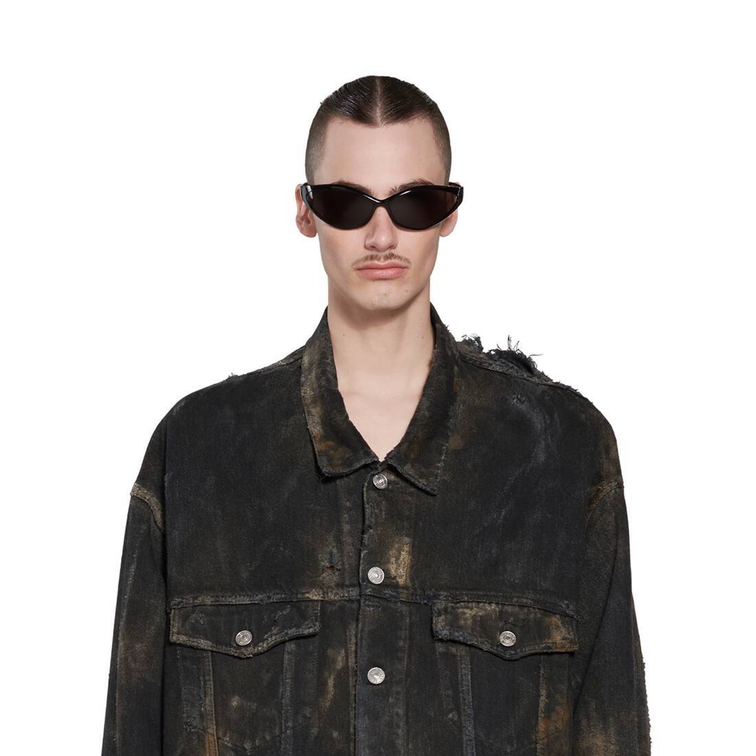 Balenciaga Distressed-effect Denim Jacket In Black