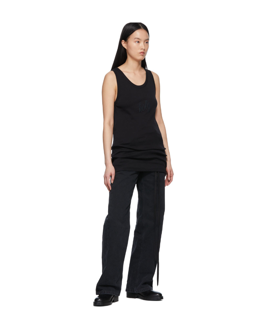 Ann Demeulemeester Mara Ribbed Cotton Tank Top In Black