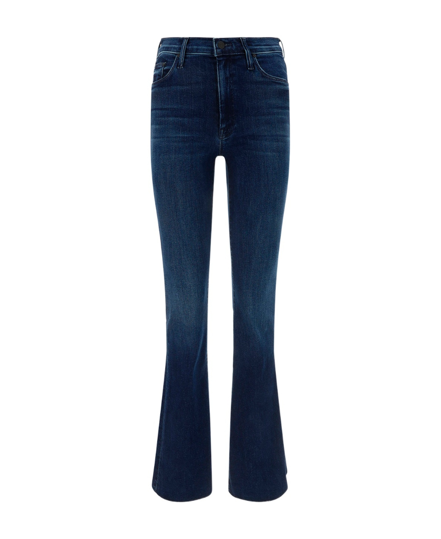 Mother Flared Leg Trousers Contrast Stitching In Black