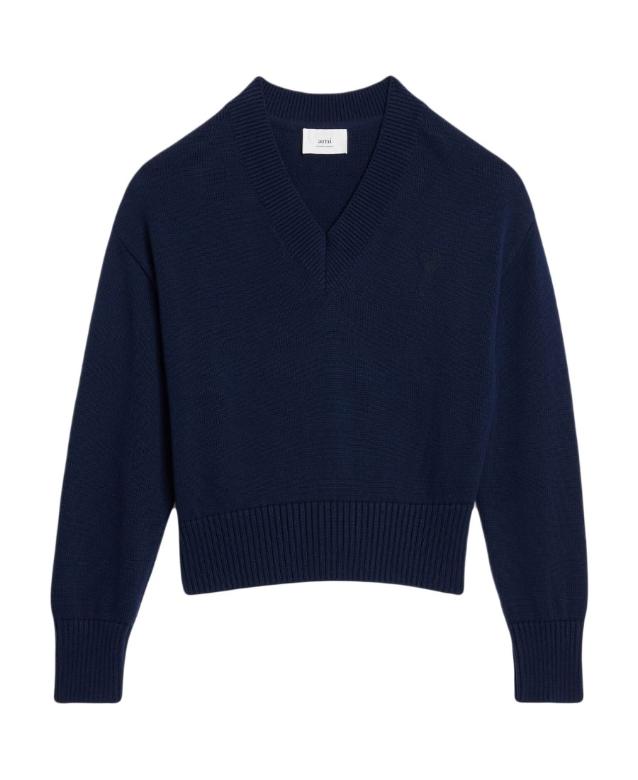 Shop Ami Alexandre Mattiussi Crew Neck Pullover Jumper In Black