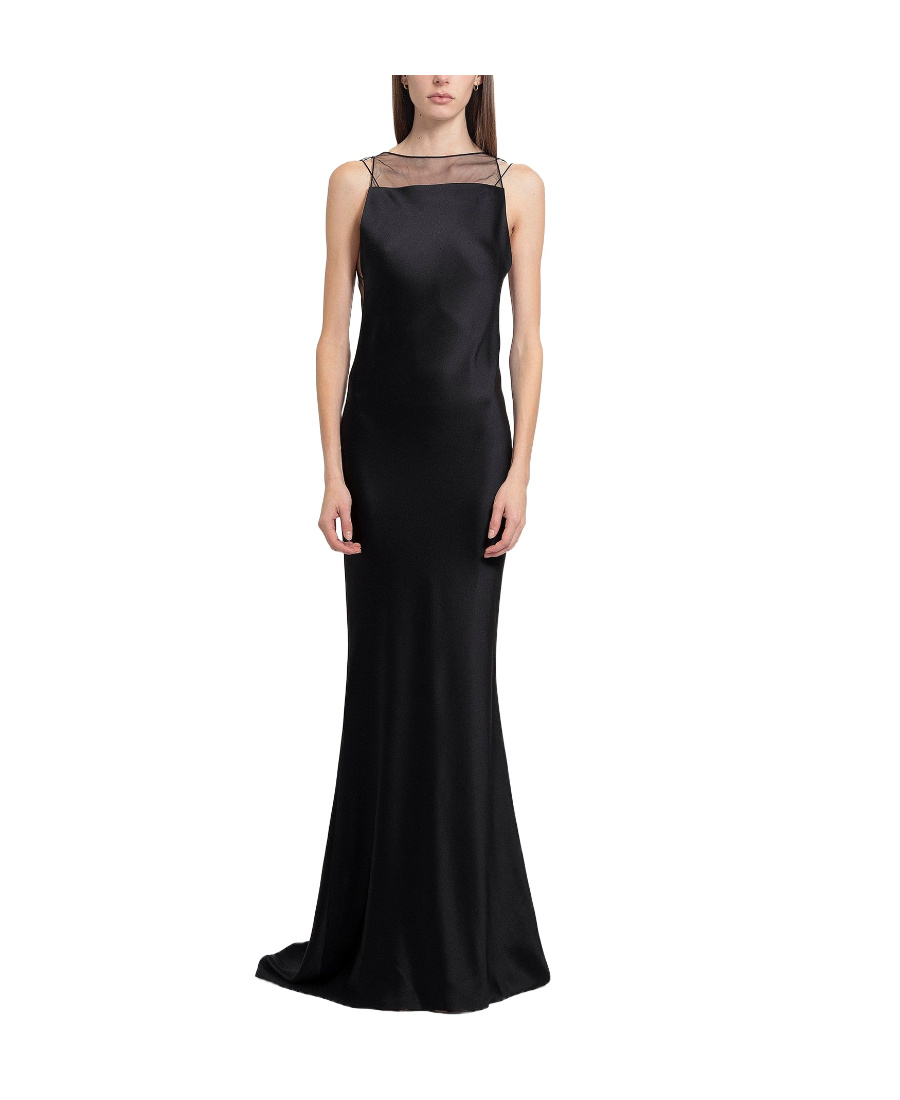Maison Margiela Hammered Satin Gown Woman Black In Black