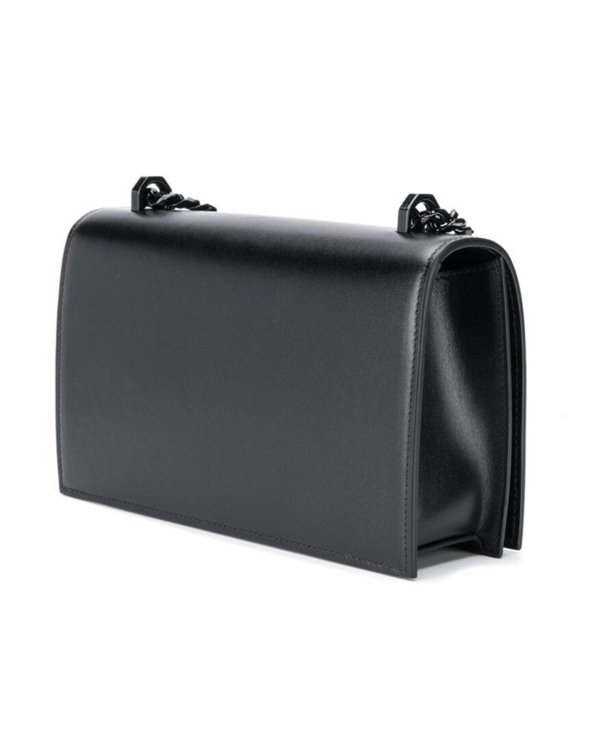 Alexander Mcqueen Blackout Leather Crossbody Knuckle Bag In Black