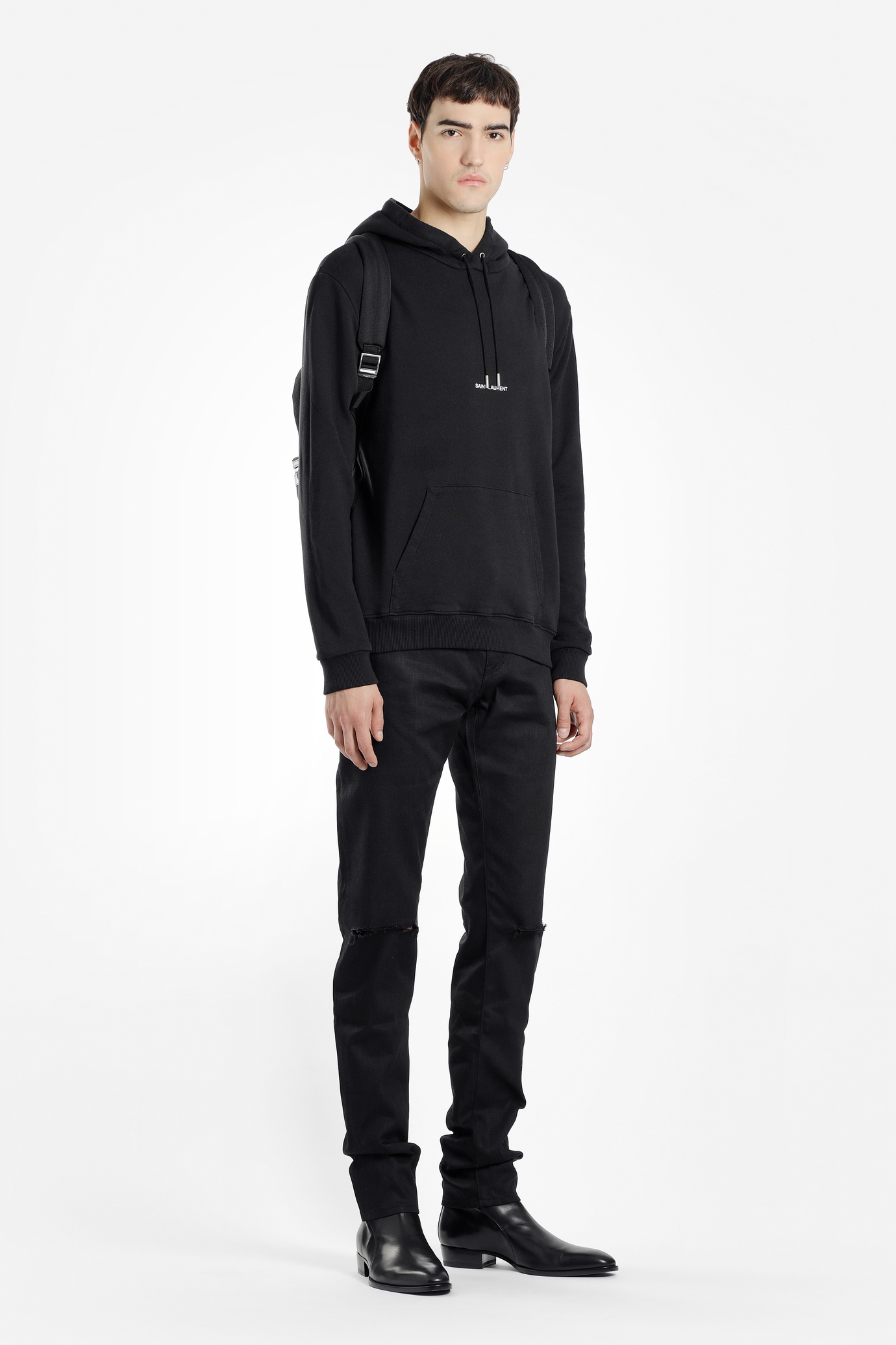 Saint Laurent Hot Multi-star Logo Hooded Sweater In Black