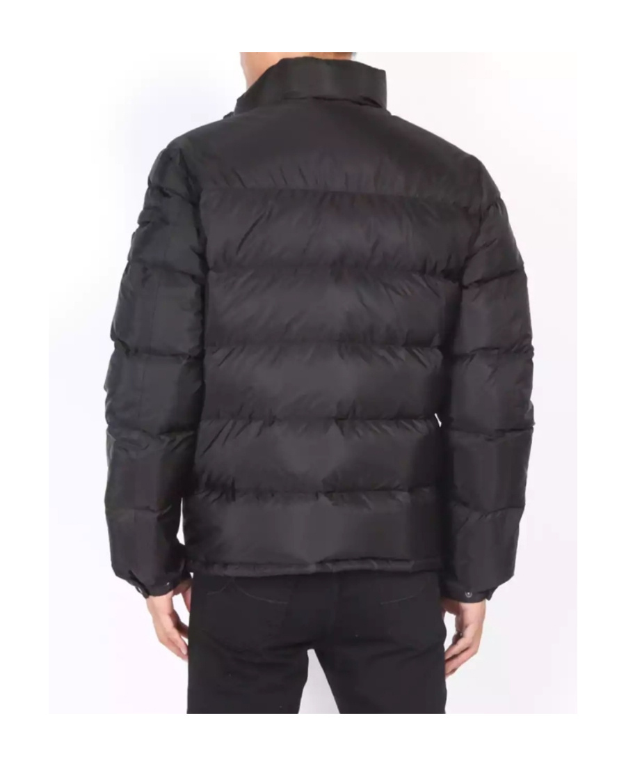 Prada Logo Quilted Down Jacket In Black