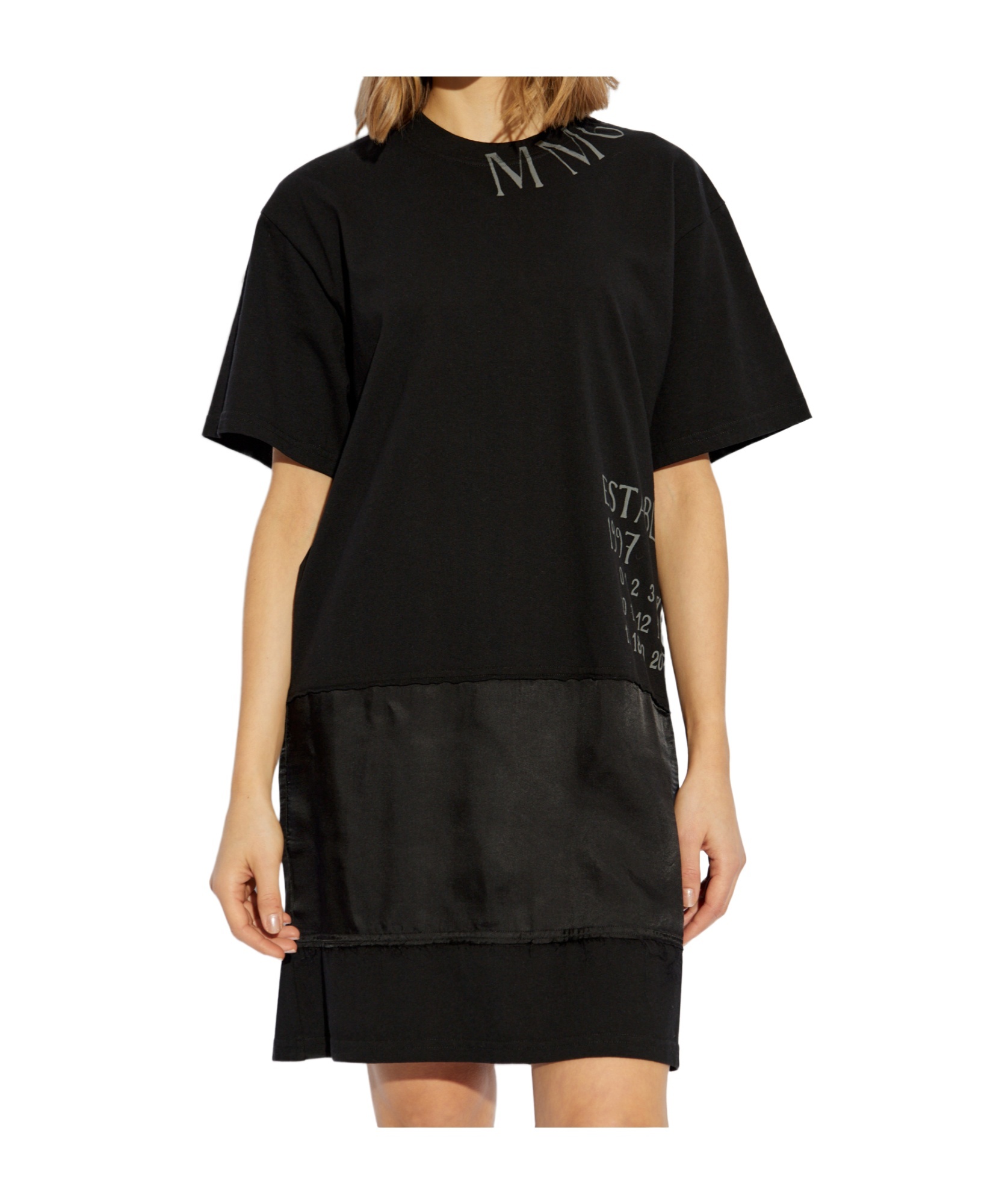 Mm6 Maison Margiela Logo-print T-shirt Dress In Black