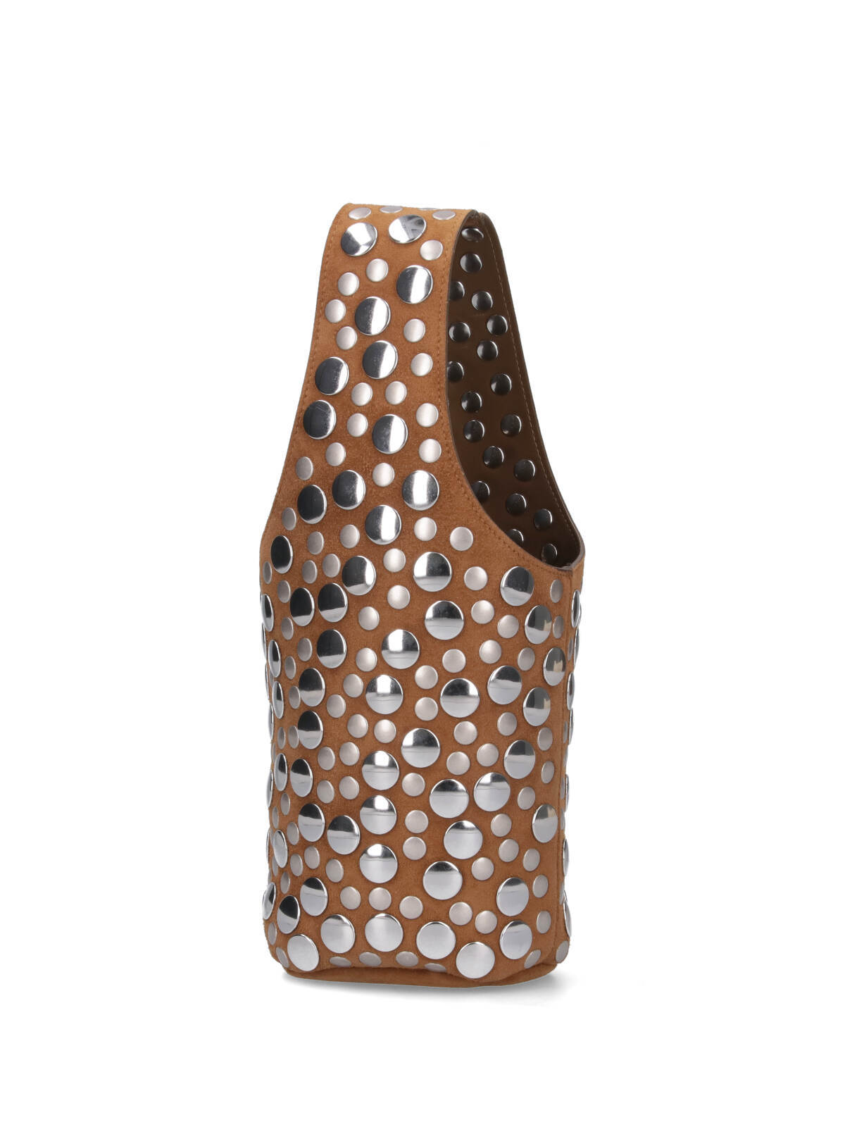 Khaite Livia Studded Suede Bucket Bag In Brown