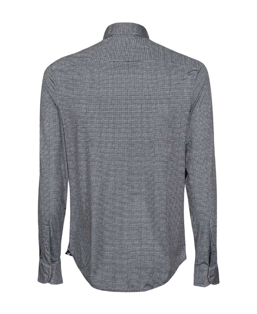 Emporio Armani Houndstooth Pattern Shirt In Gray
