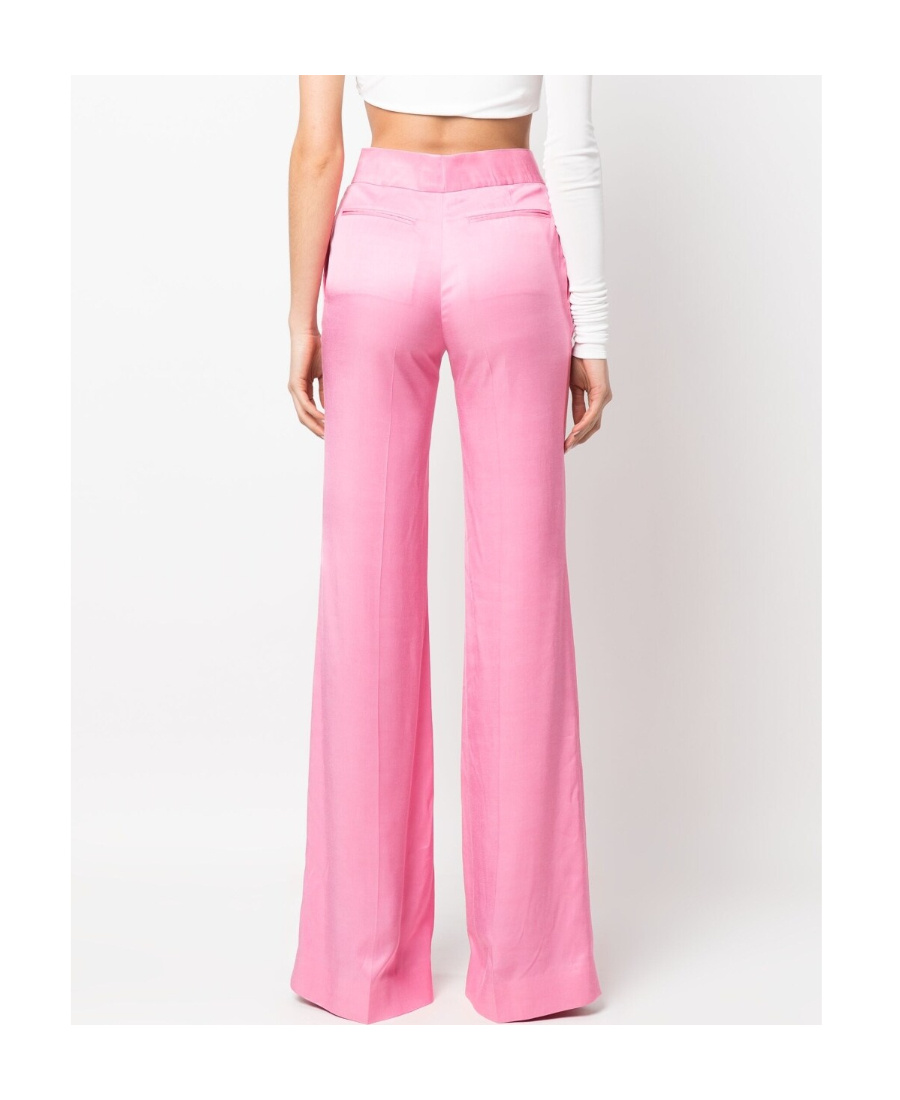 Tom Ford Mid Rise Wide Fluid Satin Pants In Pink