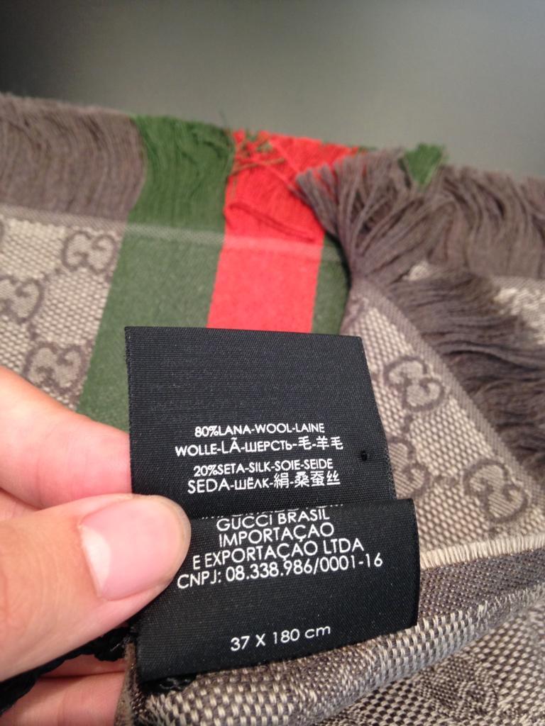 Gucci Gg Jacquard Knit Scarf With Web And Fringe In Brown