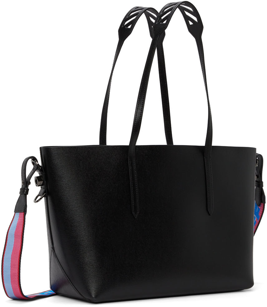 Off-white Logo Stripe Print Handbag In Black