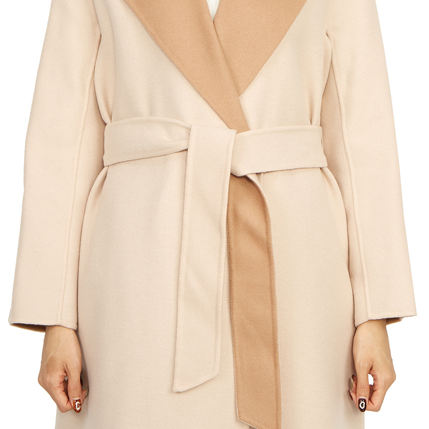 Max Mara Long-sleeved Lace-up Coat In Nude