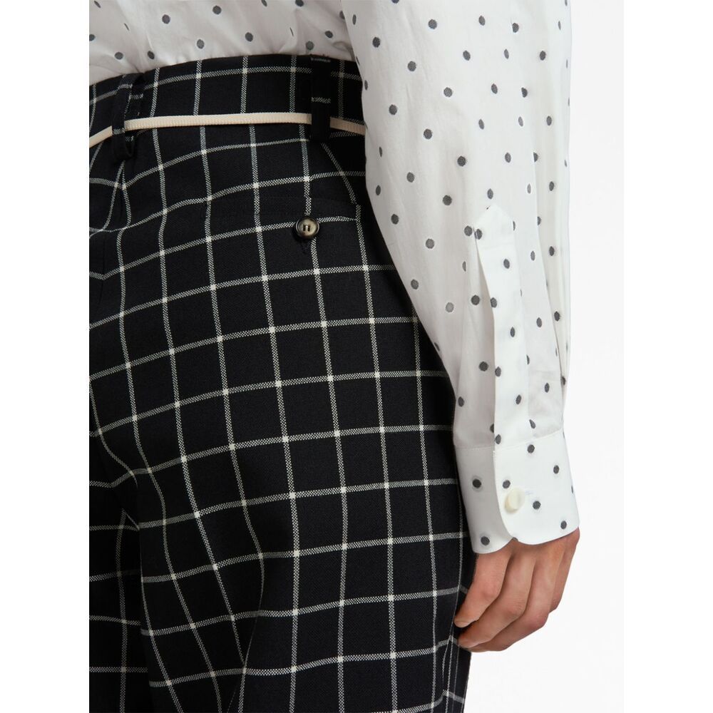 Marni Grid-pattern Straight-leg Trousers In Black
