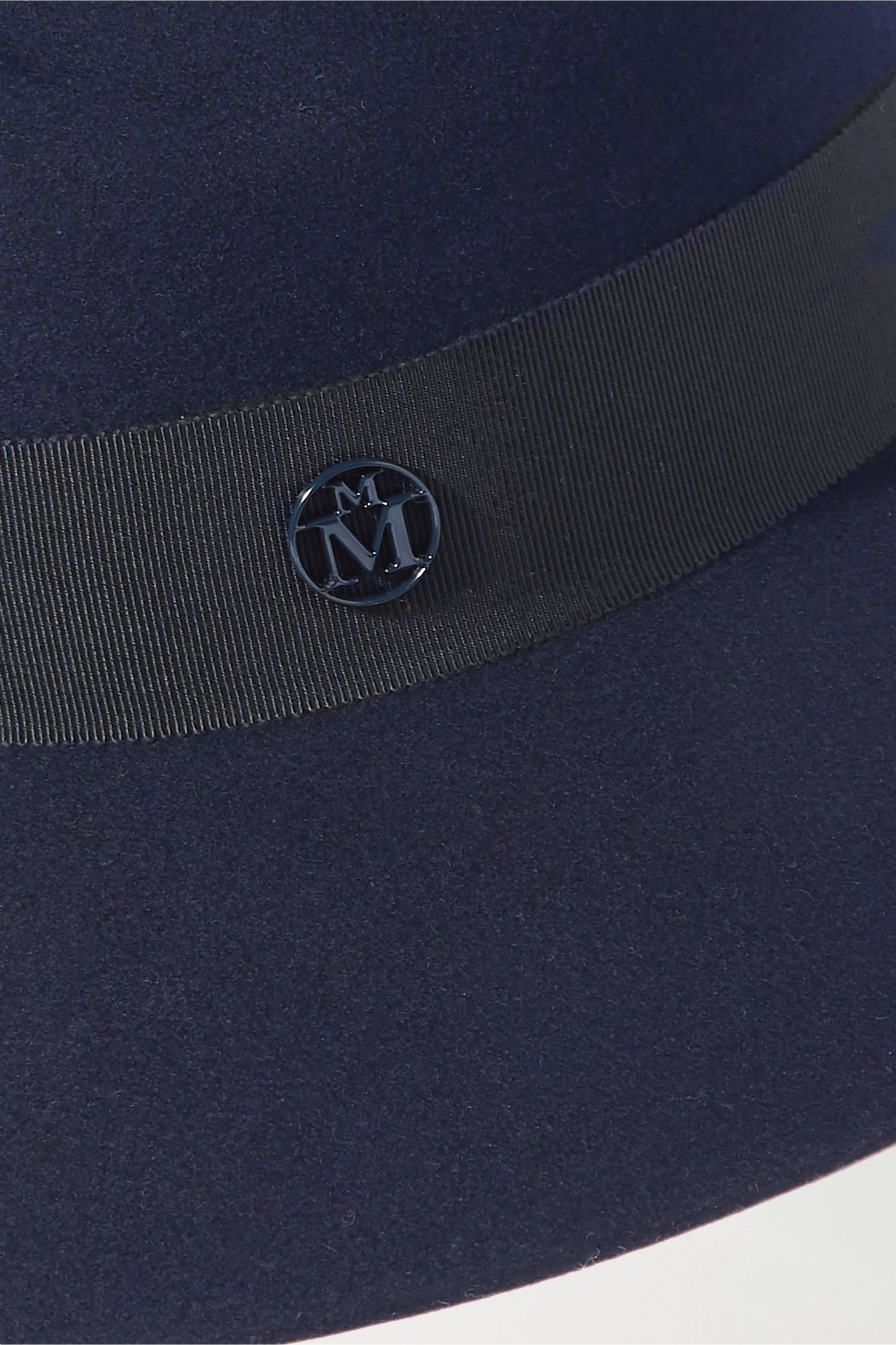 MAISON MICHEL NAVY BLUE VIRGINIE DAMASK TRIMMED HAT 