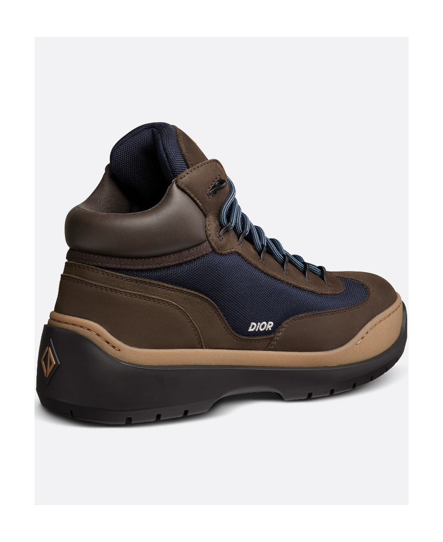 Dior Logo Round Head Lacing Splicing Boots In Green