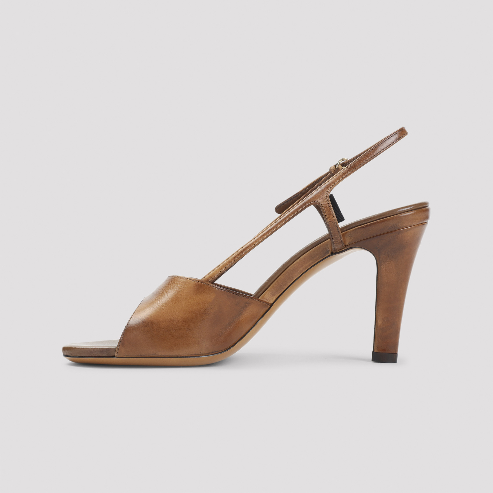Miu Miu Leather Open Toe Sandals With Buckle Detail In Brown
