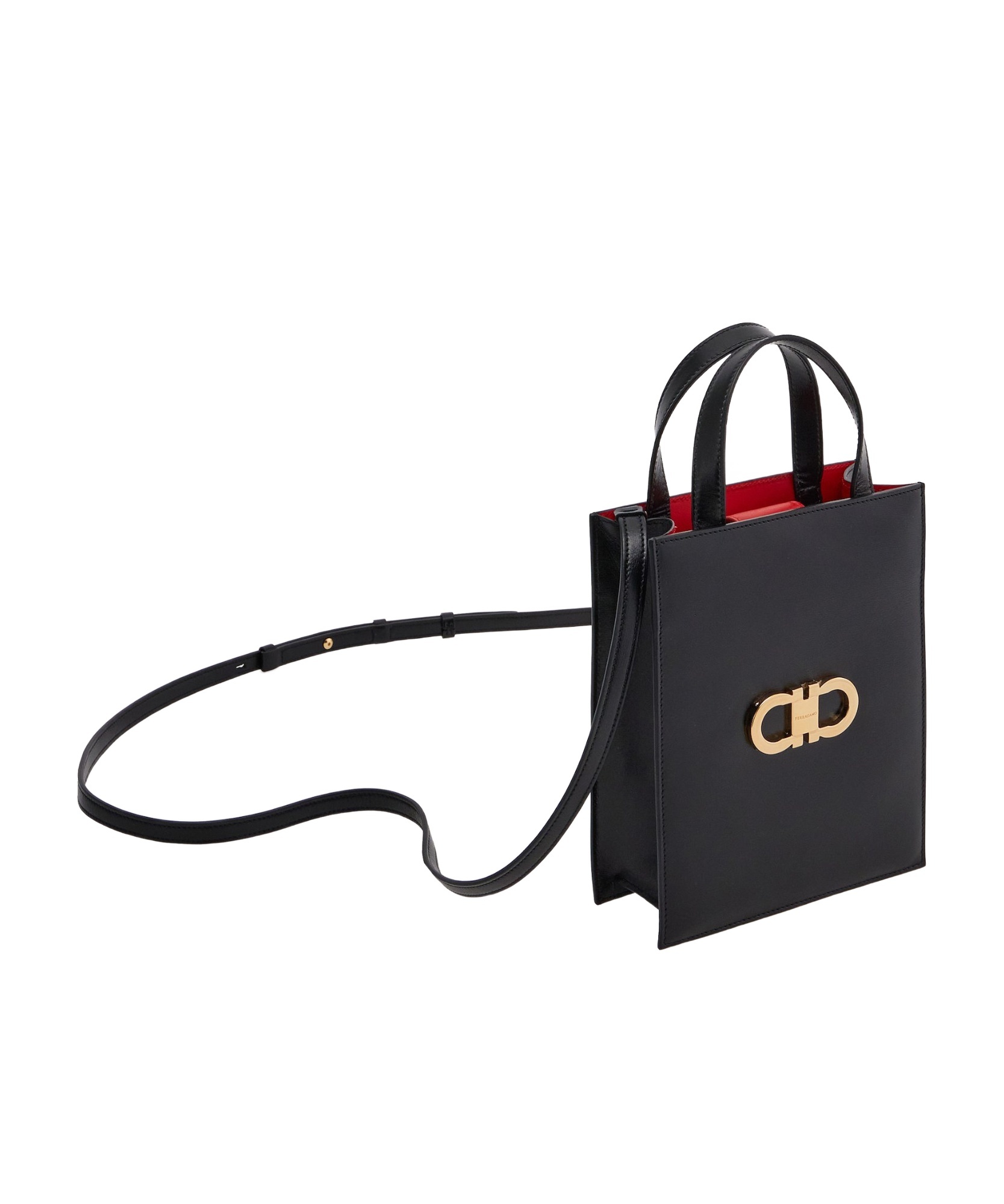 Ferragamo Salvatore  Gancini-plaque Mini Tote Bag In Black