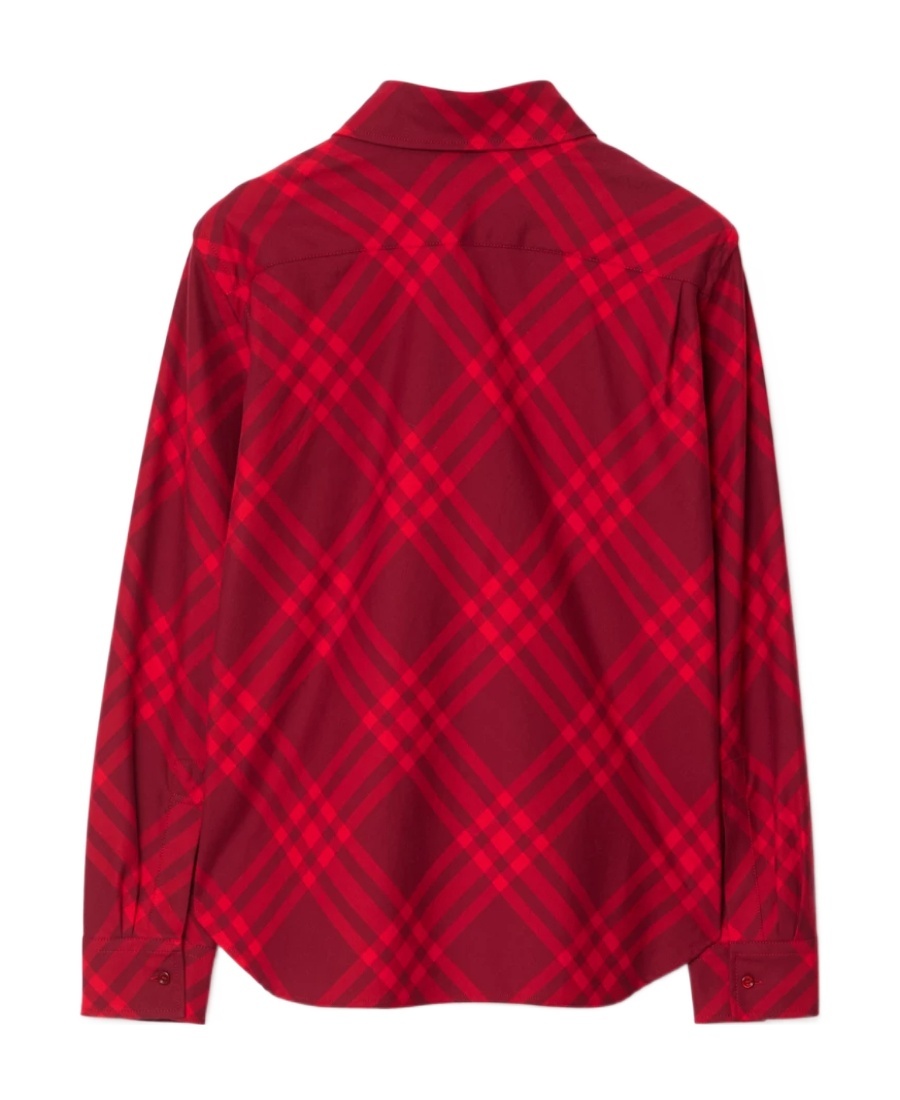 Burberry Womens Ripple Ip Check Check-pattern Pleated-cuff Cotton Shirt In Red