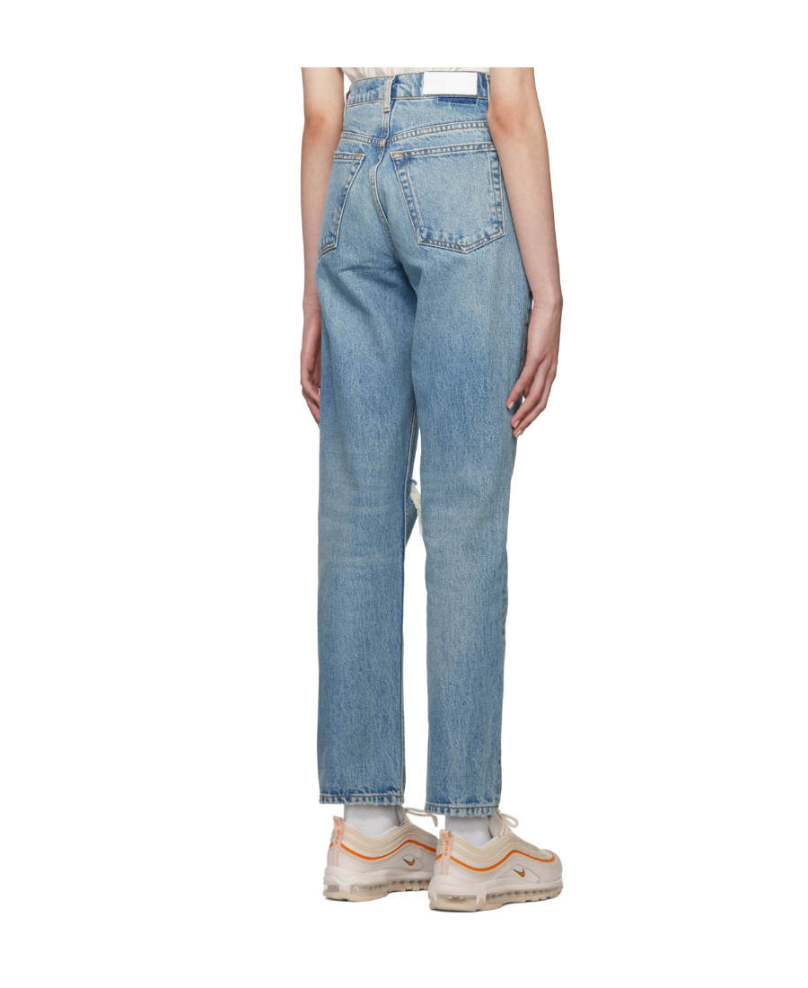 Re/done 70s Straight Cut Jeans In Worn Med Raf In Blue