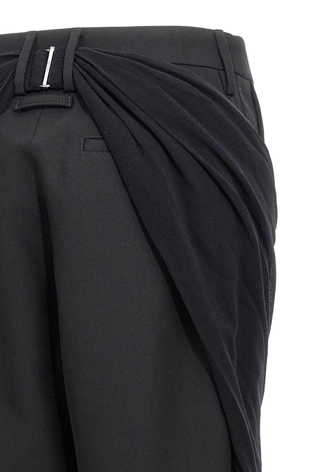 Jean Paul Gaultier Wool Trousers With Belt Loops And Draped Detail In Black