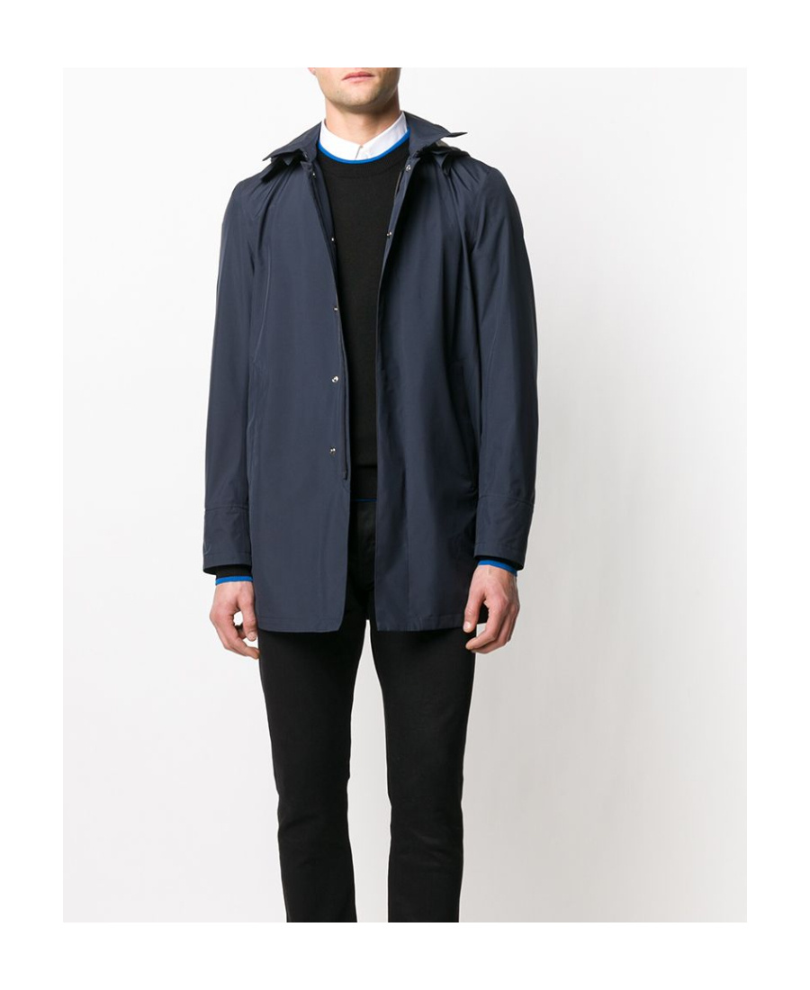 Herno Hooded Overcoat In Black