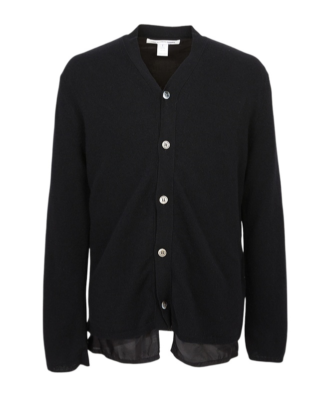 Comme Des Garçons Shirt Ribbed Buttoned Cardigan In Black
