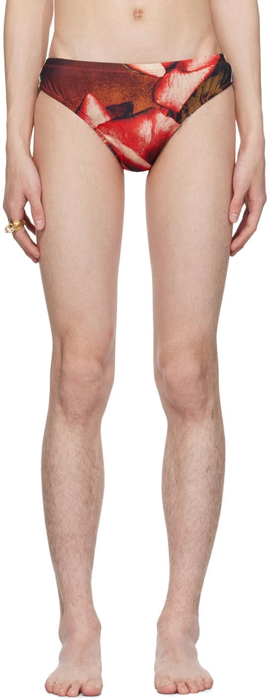 Jean Paul Gaultier Printed Swimming Briefs In Multi