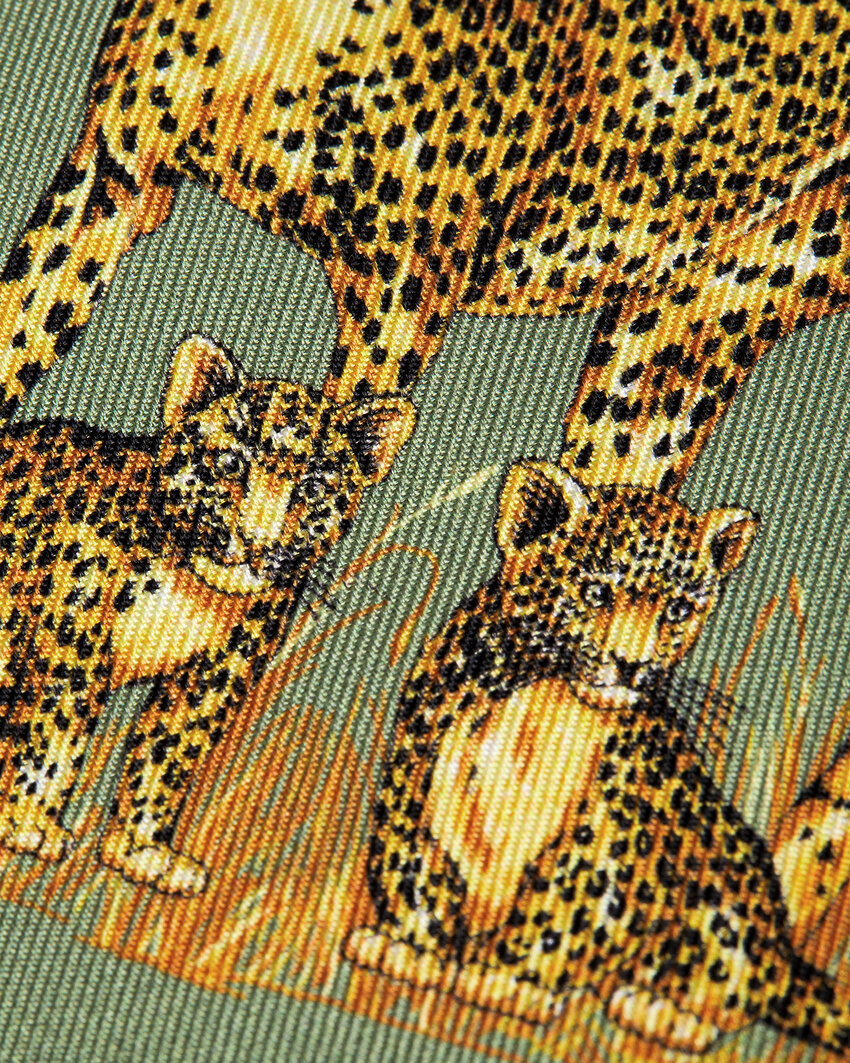Versace Animal-print Silk Tie In Yellow