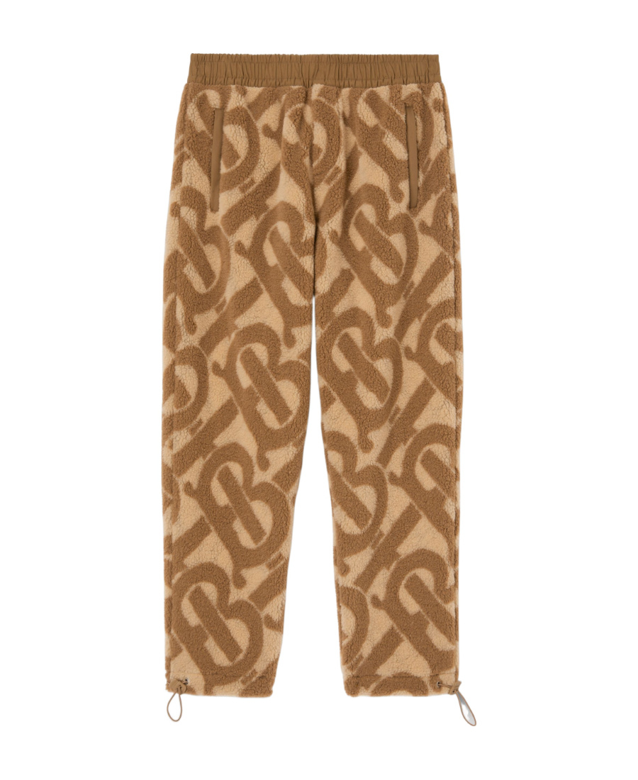 Burberry Tapered Twill-trimmed Logo-print Fleece Sweatpants In Brown