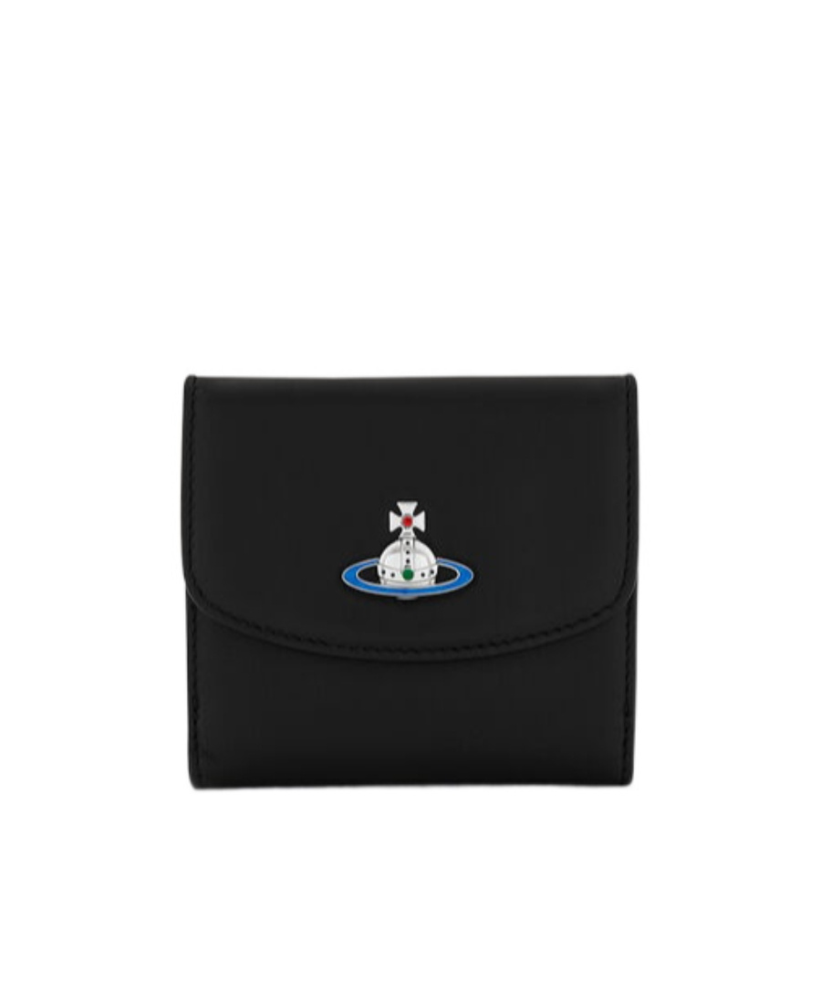 Vivienne Westwood Orb Logo Bi-fold Leather Wallet In Black