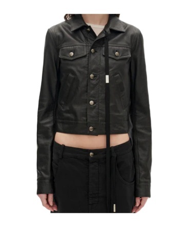 Ann Demeulemeester Long Sleeve Leather Jacket In Black
