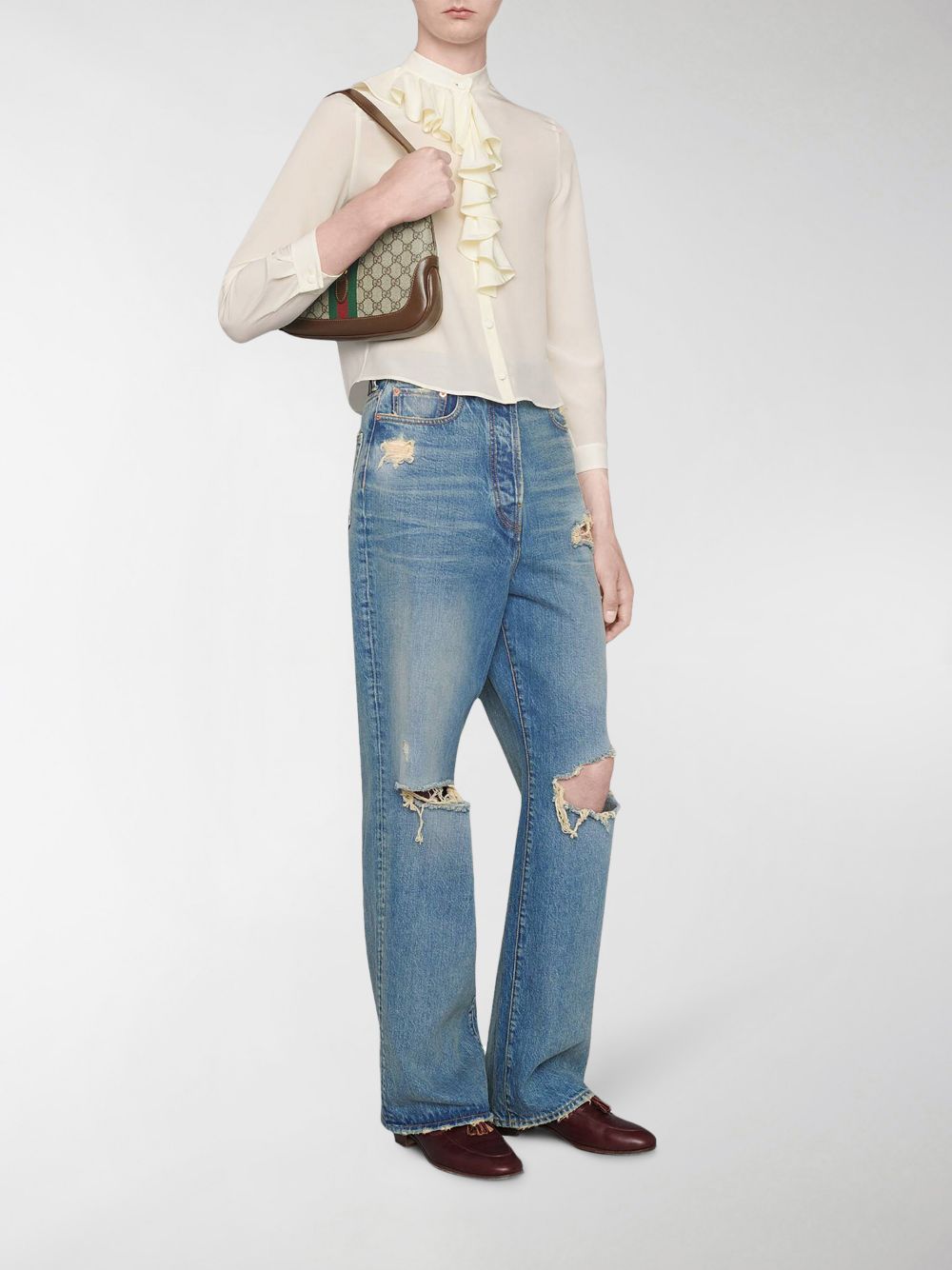 Gucci Crêpe De Chine Ruffle Blouse