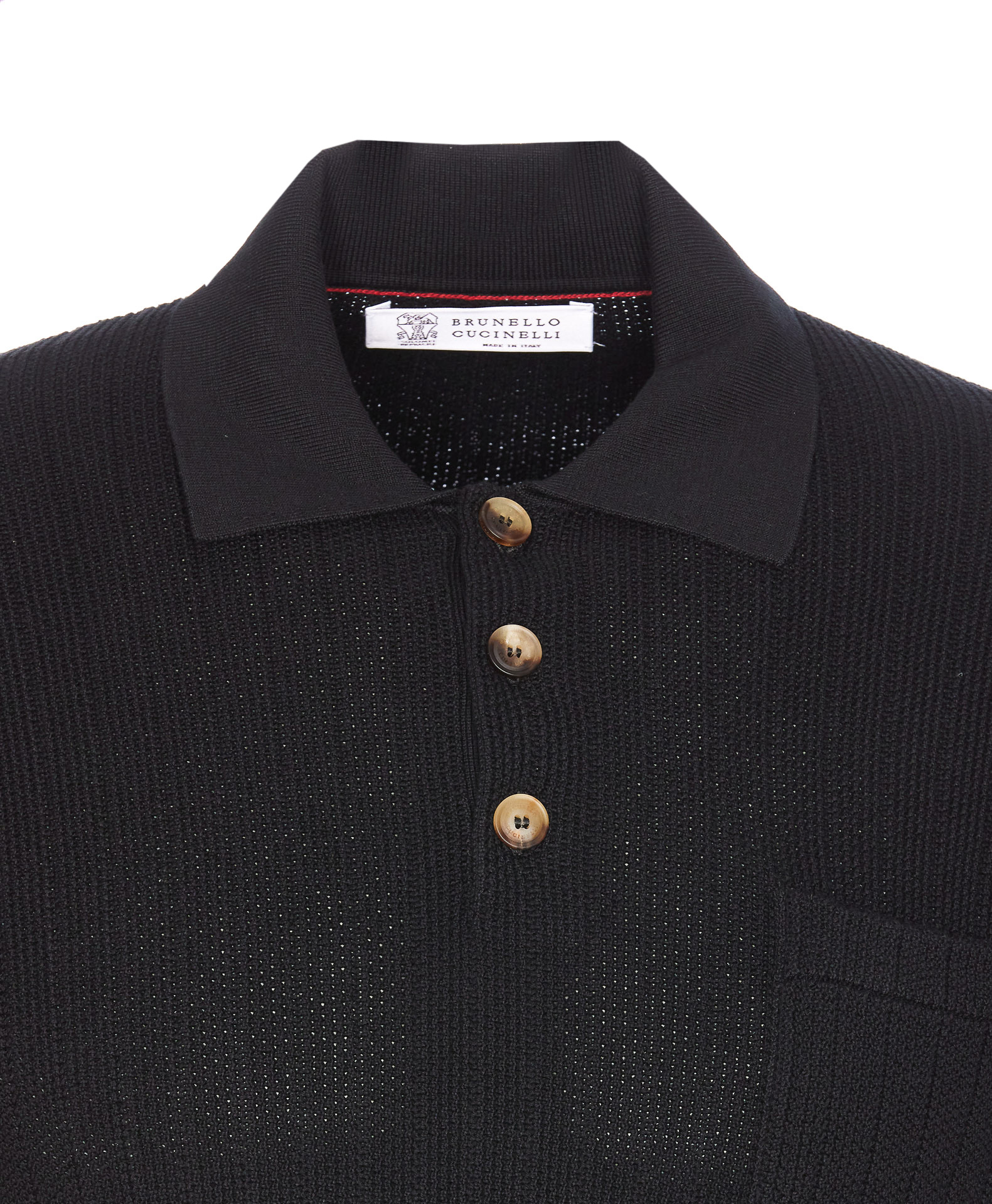 Brunello Cucinelli Ribbed-knit Polo Shirt In Black