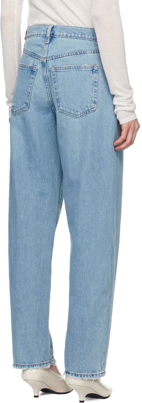 Frame Faded And Trimmed Jeans Pants In Blue