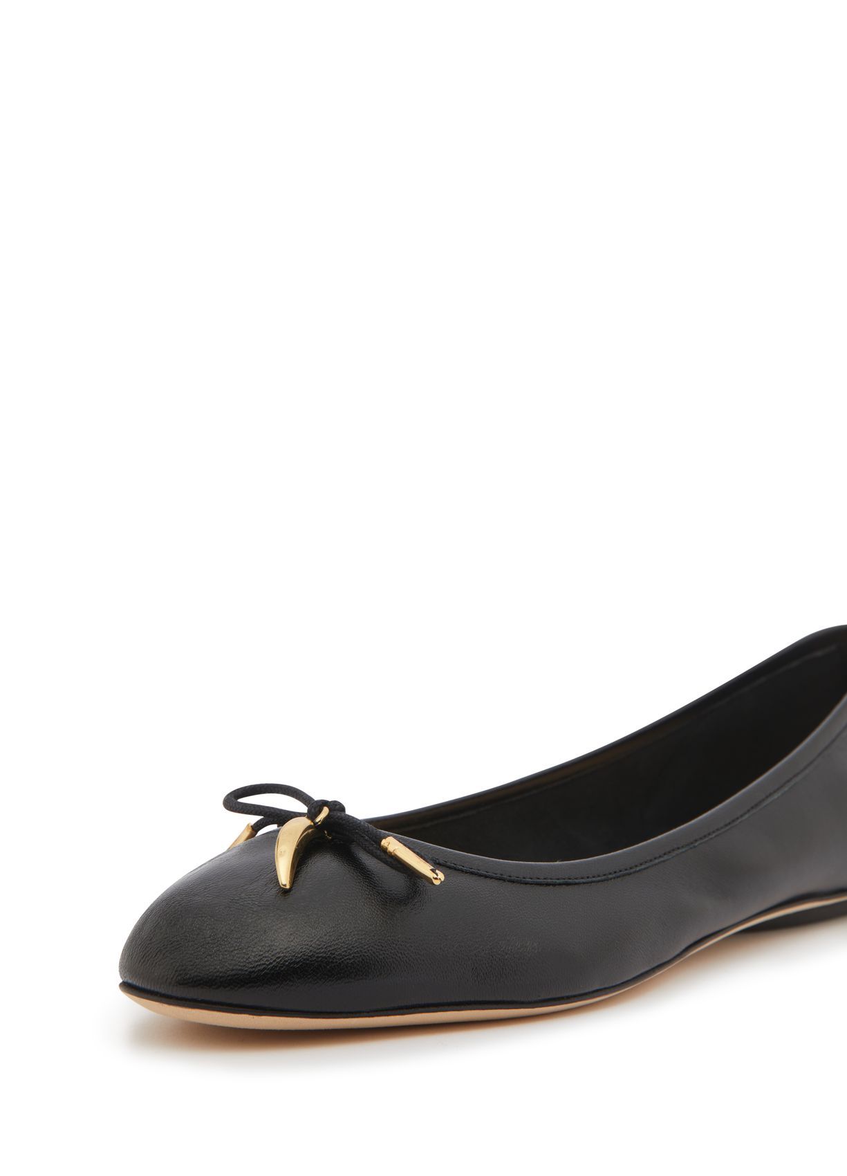 Chloé Bow Detail Round Toe Flat Sole Ballerina Shoes In Black