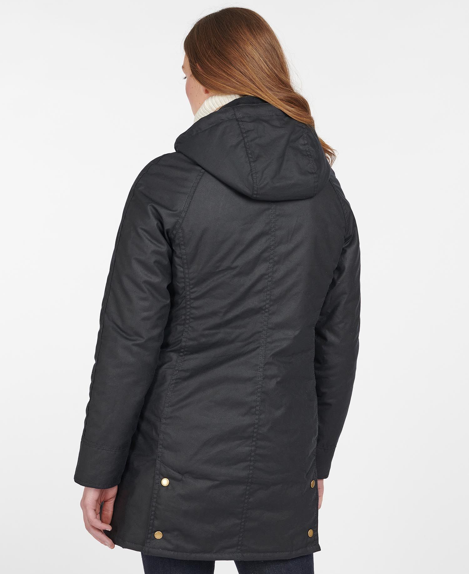 Barbour Hooded Parka Coat In Black