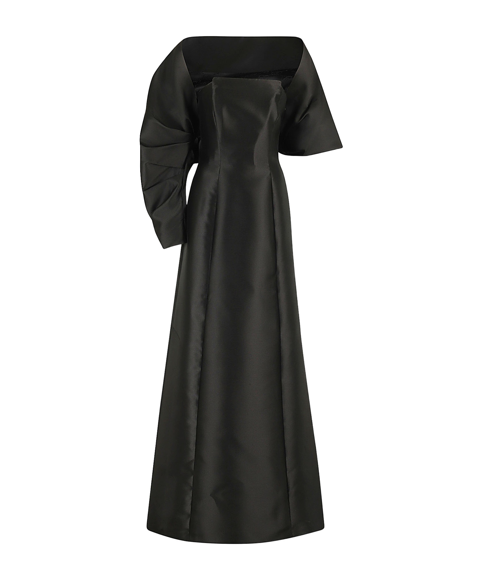 Alberta Ferretti Strapless Gown With Asymmetric Bolero In Black