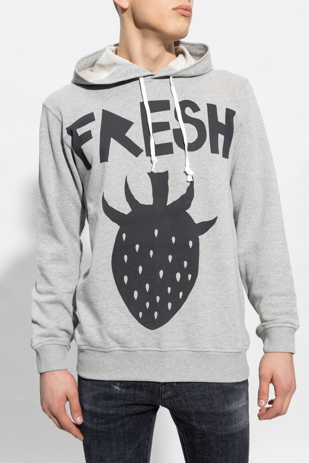 Comme Des Garçons Graphic-print Cotton Hoodie In Gray