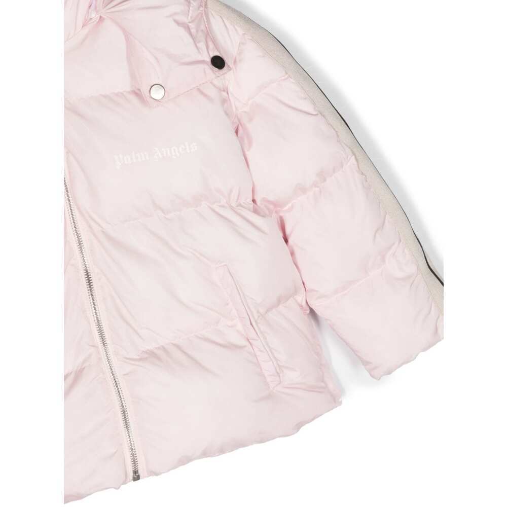 Palm Angels Logo-print Quilted Hooded Jacket In Pink