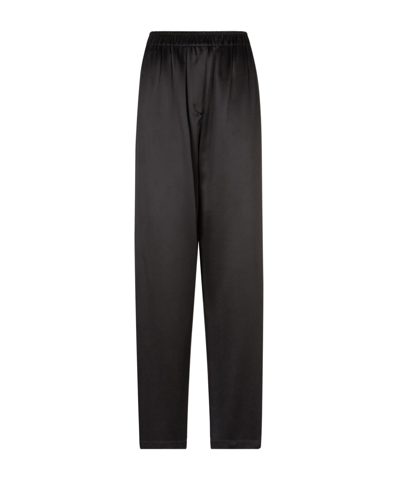 Giorgio Armani Straight-cut Trousers In Tussah Silk Satin In Black