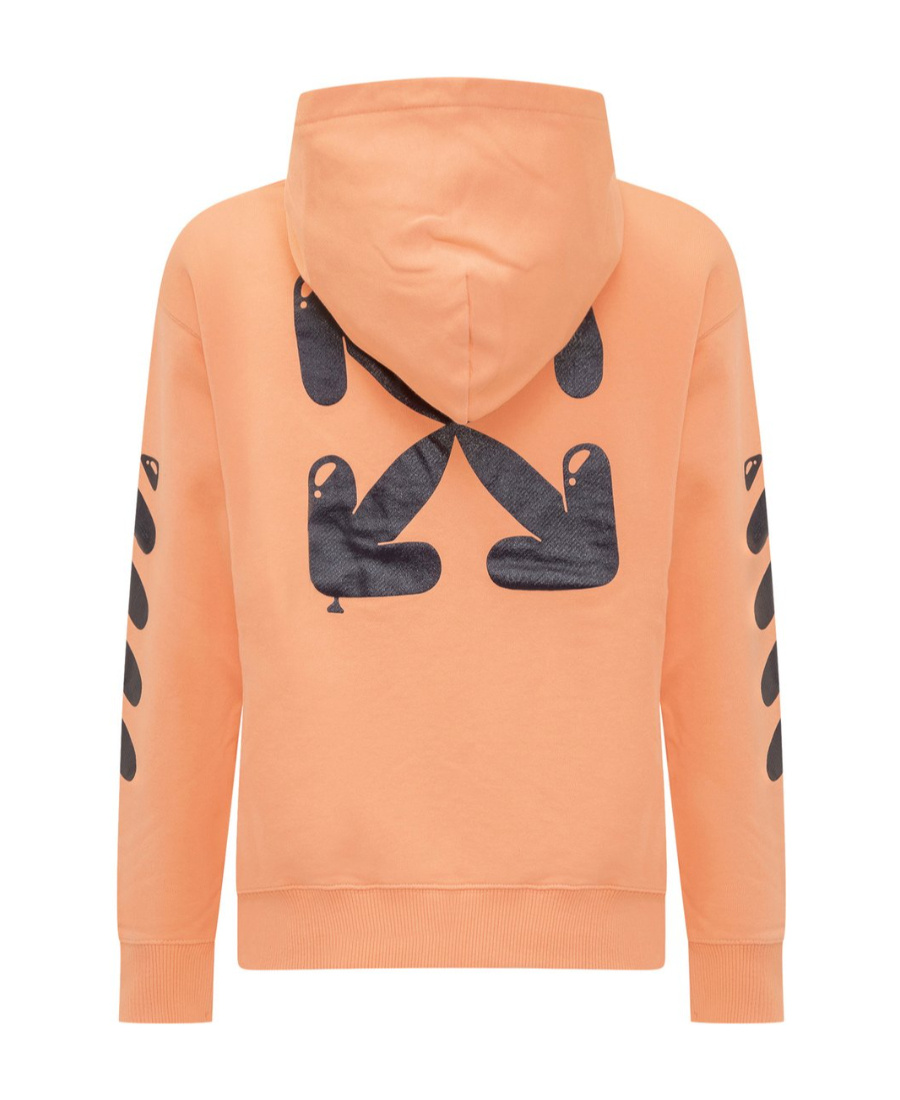 Off-white Logo-print Cotton Hoodie In Pink