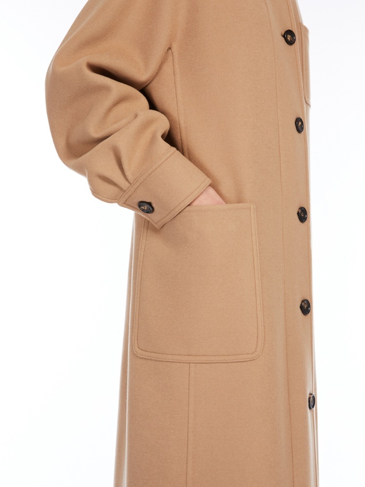 Max Mara Long-sleeved Coat In Nude
