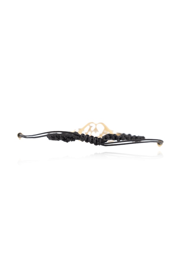 Alexander Mcqueen Seal-plaque Braided-strap Bracelet In Multicolor
