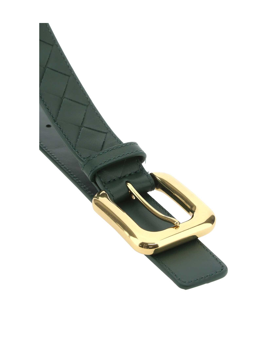 Bottega Veneta Bottle Green Leather Belt In Green