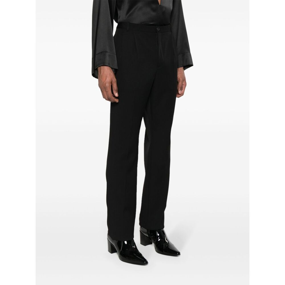 Saint Laurent Grain De Poudre Straight Leg Pants In Black