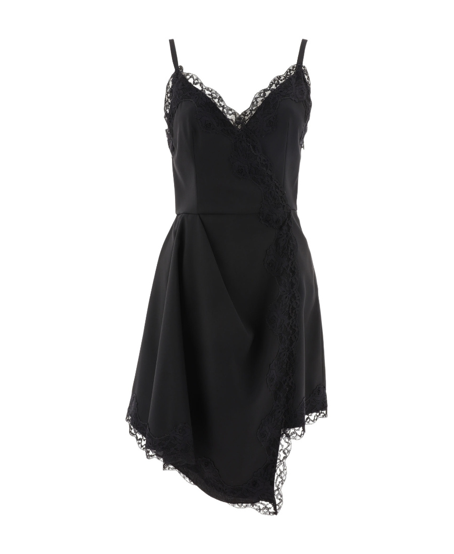 ALEXANDER MCQUEEN LACE-TRIM ASYMMETRIC MINI DRESS