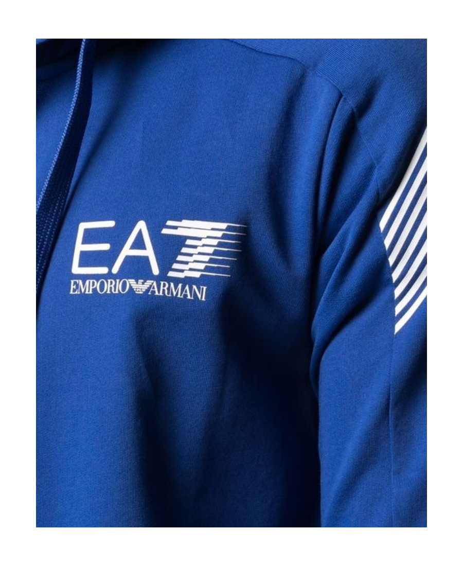 Ea7 Logo-print Zip-up Hoodie In Blue