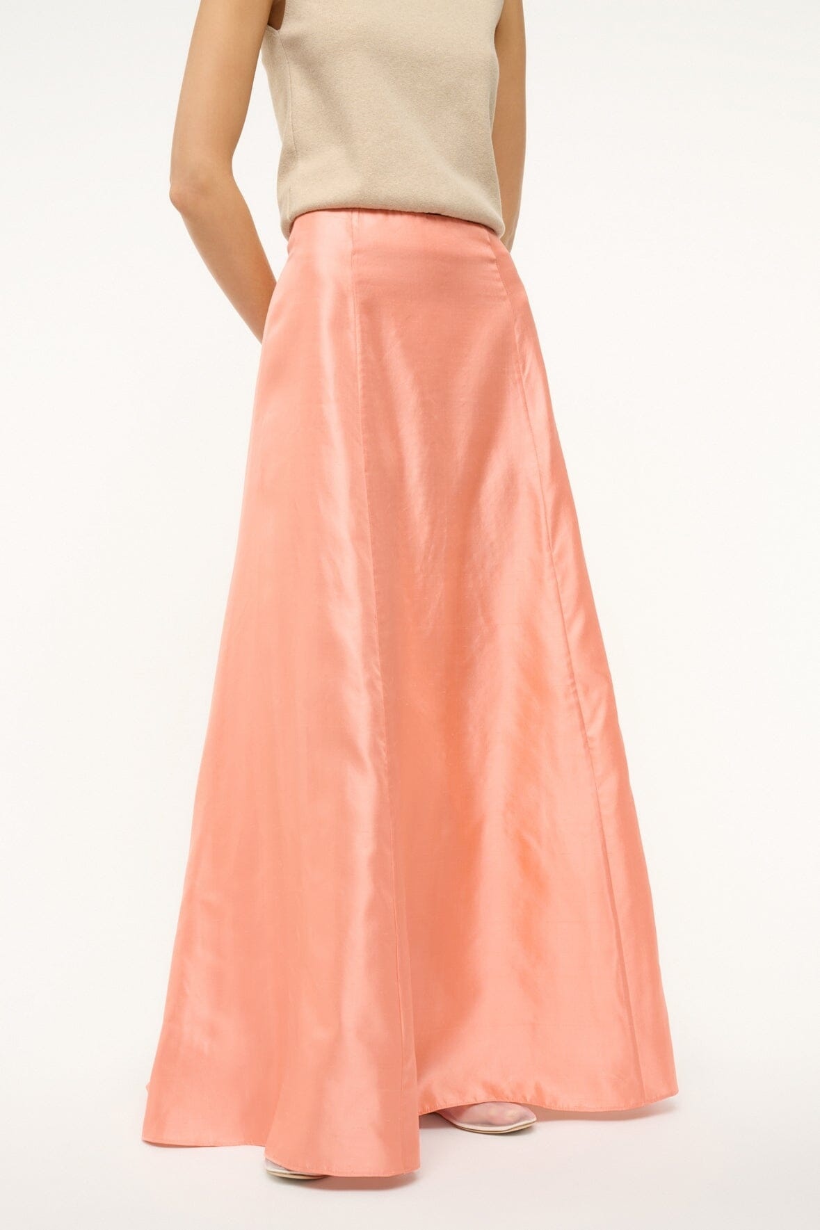 Staud Vincenzo Silk-dupioni Maxi Skirt In Pink