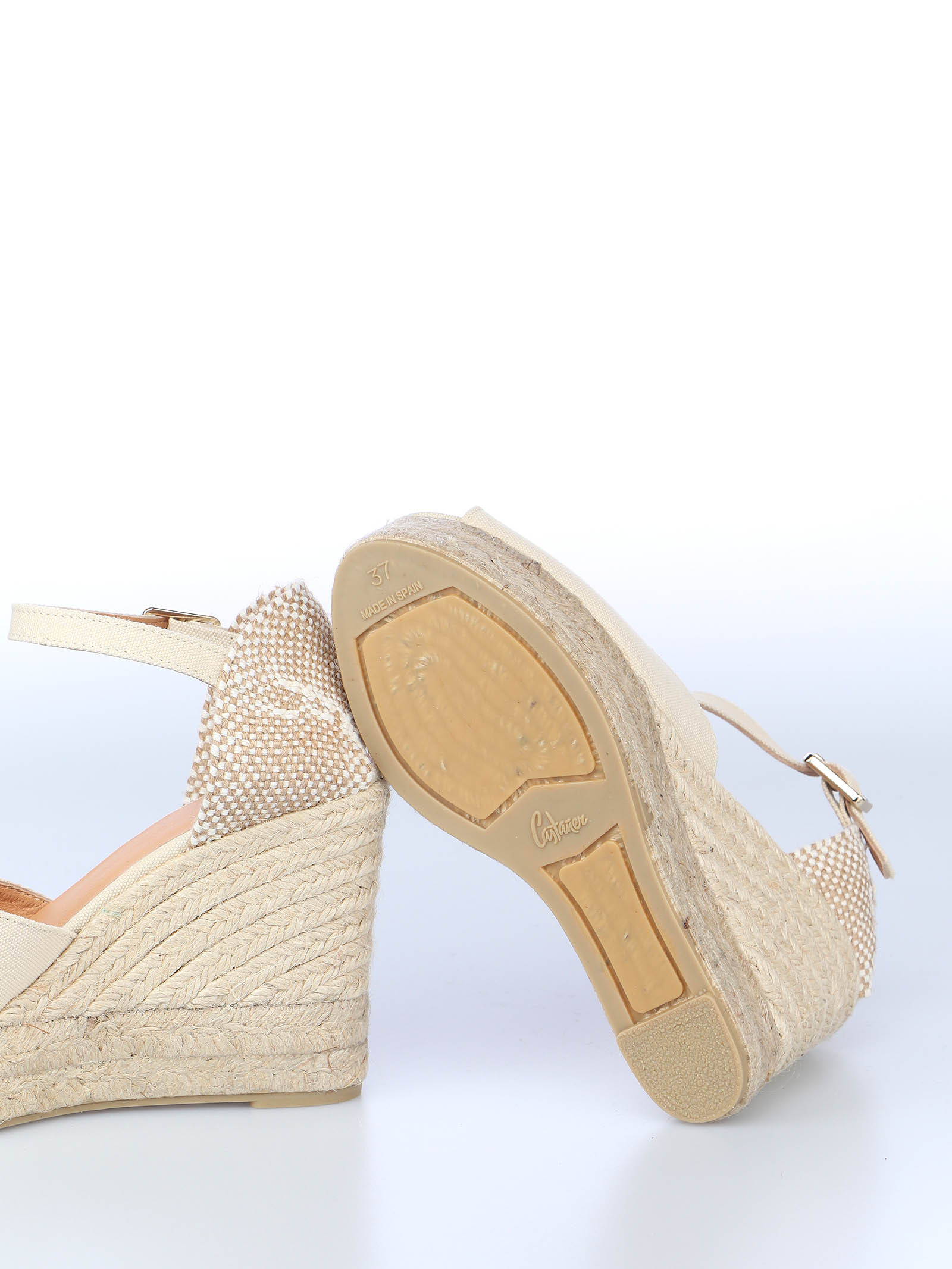 Shop Castaã±er Carol Canvas Wedge Espadrilles In Nude