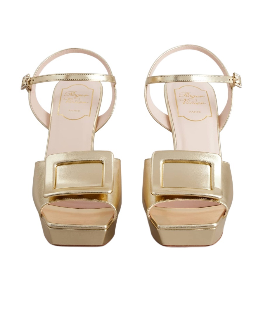 Roger Vivier Logo High-heeled Sandals In Nude