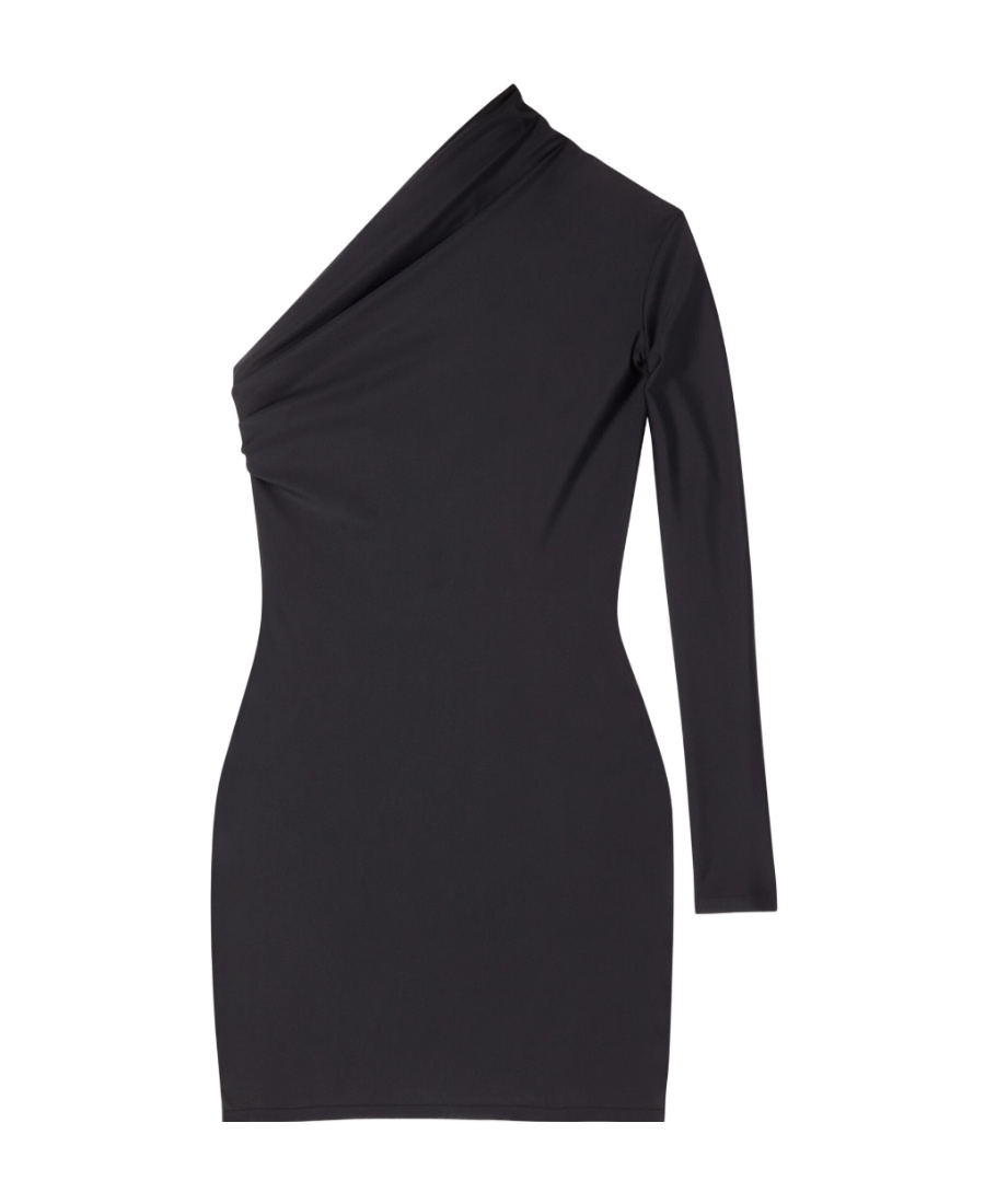 Balenciaga Asymmetrical Mini Dress In Black